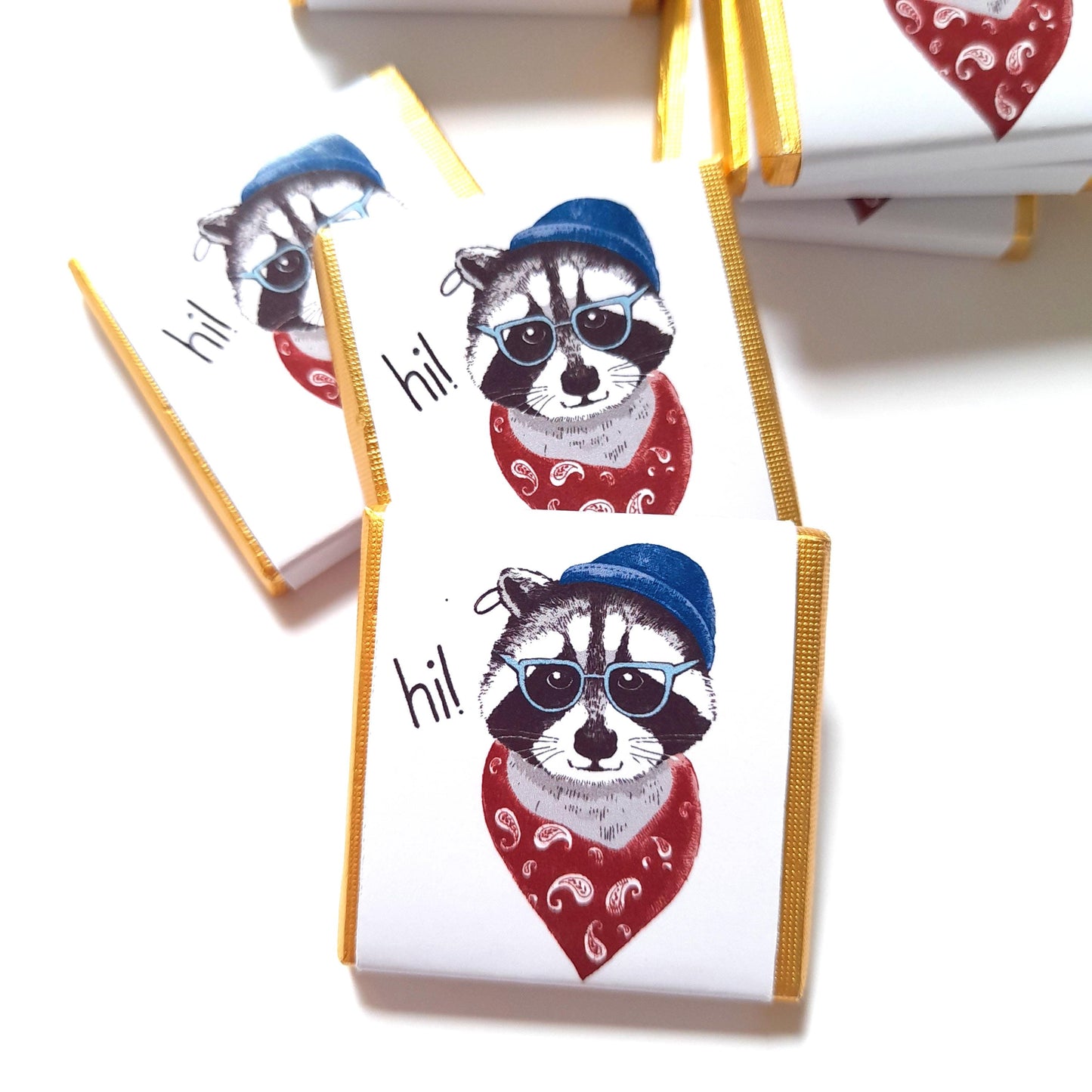 Personalized Raccoon Chocolate Favours – Birthday Party Favours (Pack of 25)