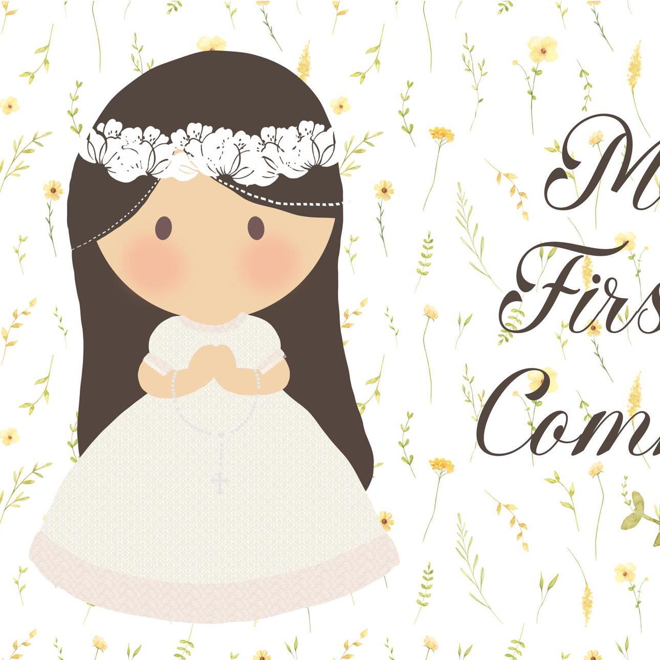Custom First Communion Banner for Girls – Satin Paper Party Decoration