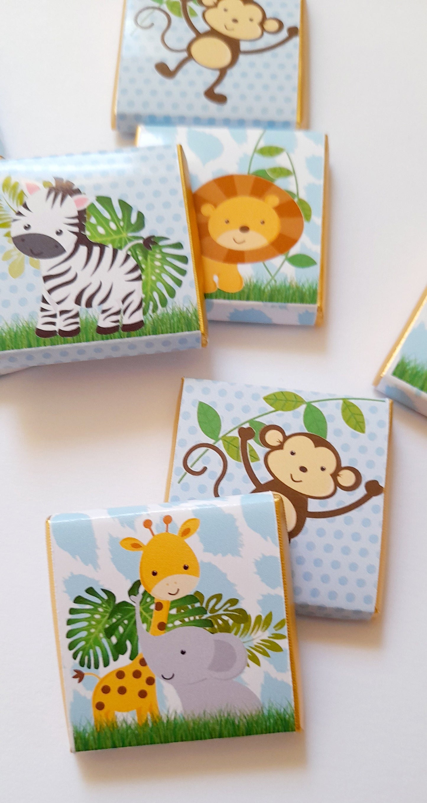 Baby Jungle Personalized Chocolate Favours – Cute Safari Animal Party Treats (Pack of 25)