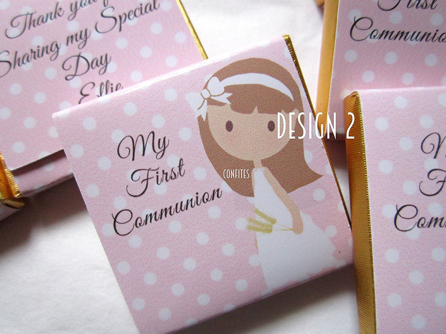 1st Communion Personalized Chocolate Favours for Girls – Party and Guest Favors, Pack of 25