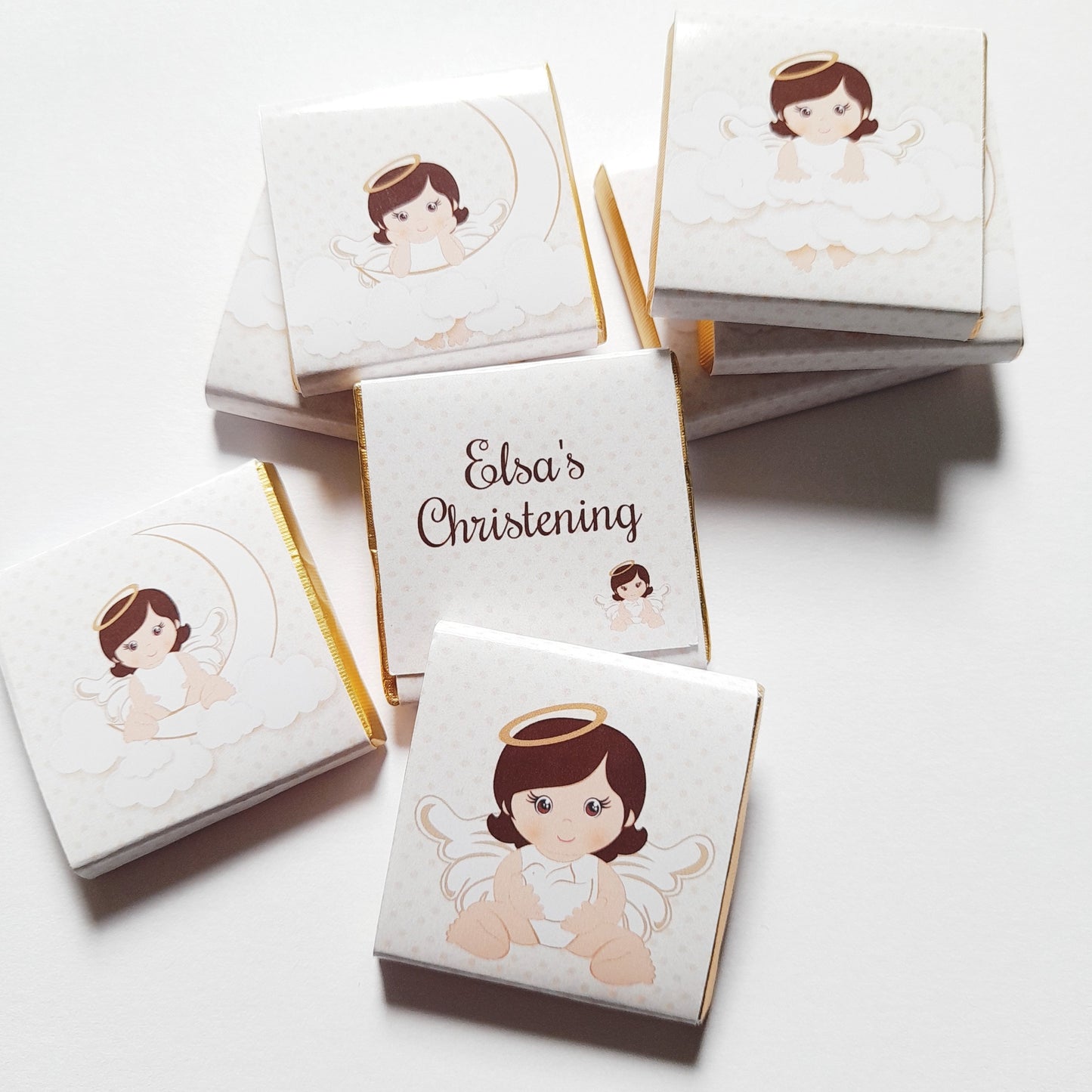 Personalized Little Angel Girl Chocolate Favours – Christening Guest Favours (Pack of 25)