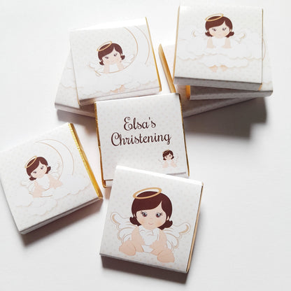 Personalized Little Angel Girl Chocolate Favours – Christening Guest Favours (Pack of 25)