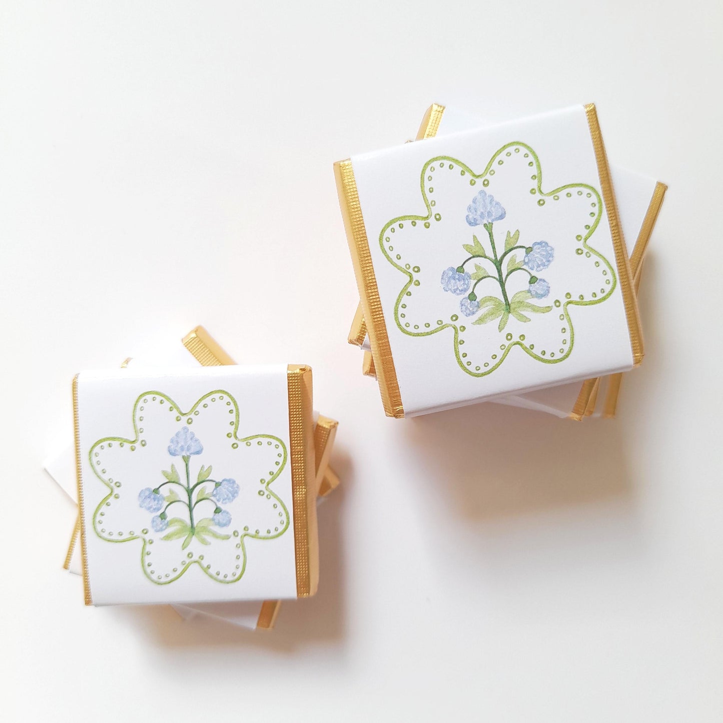 Elegant Pastel Blue Flower Thank You Chocolates – Wedding & Birthday Favours (Pack of 25)