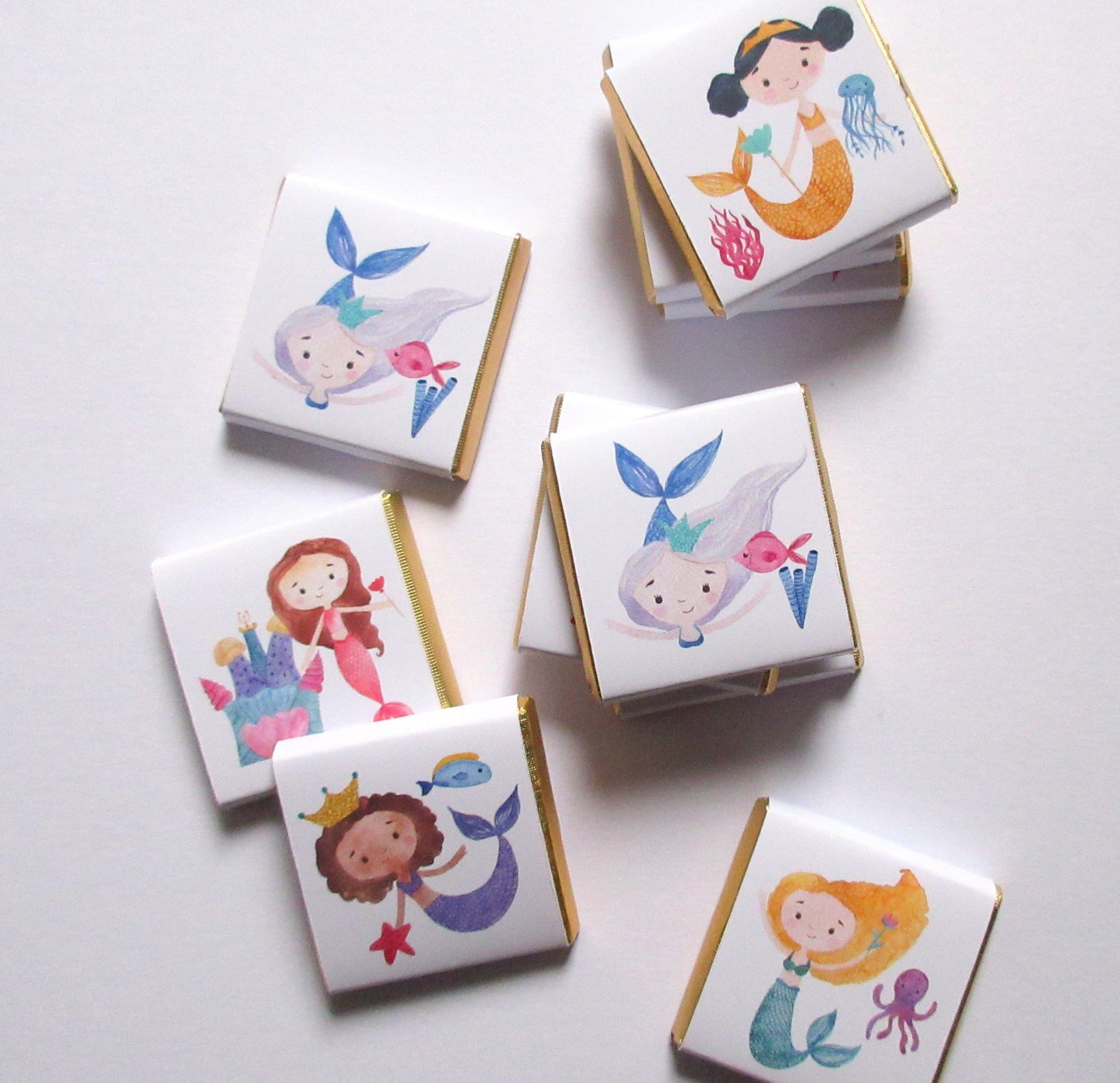 Mermaid Personalized Chocolate Favours – Under the Sea Birthday & Party Treats (Pack of 25)