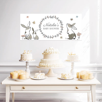 Custom Bunny Baby Shower Banner – Adorable Rabbit Theme Party Decoration