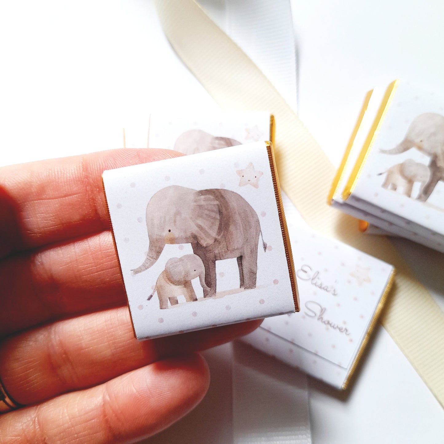 Personalized Baby Shower Mama Elephant Chocolate Favours – Party Bag Fillers (Pack of 25)