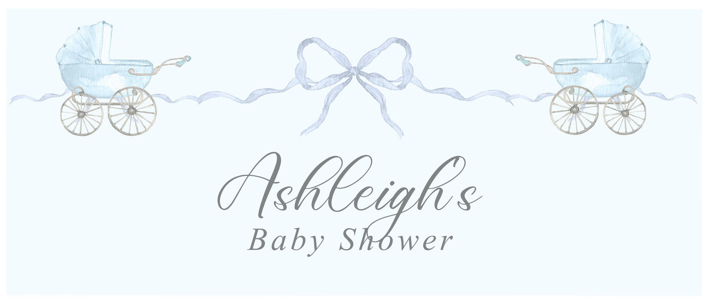 Personalised Boy Baby Shower Banner – Custom Satin Paper Wall Party Decor