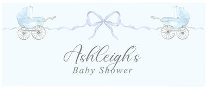 Personalised Boy Baby Shower Banner – Custom Satin Paper Wall Party Decor