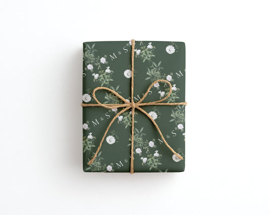 Personalised Wedding Wrapping Paper Olive Green