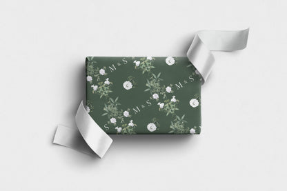 Personalised Wedding Wrapping Paper Olive Green