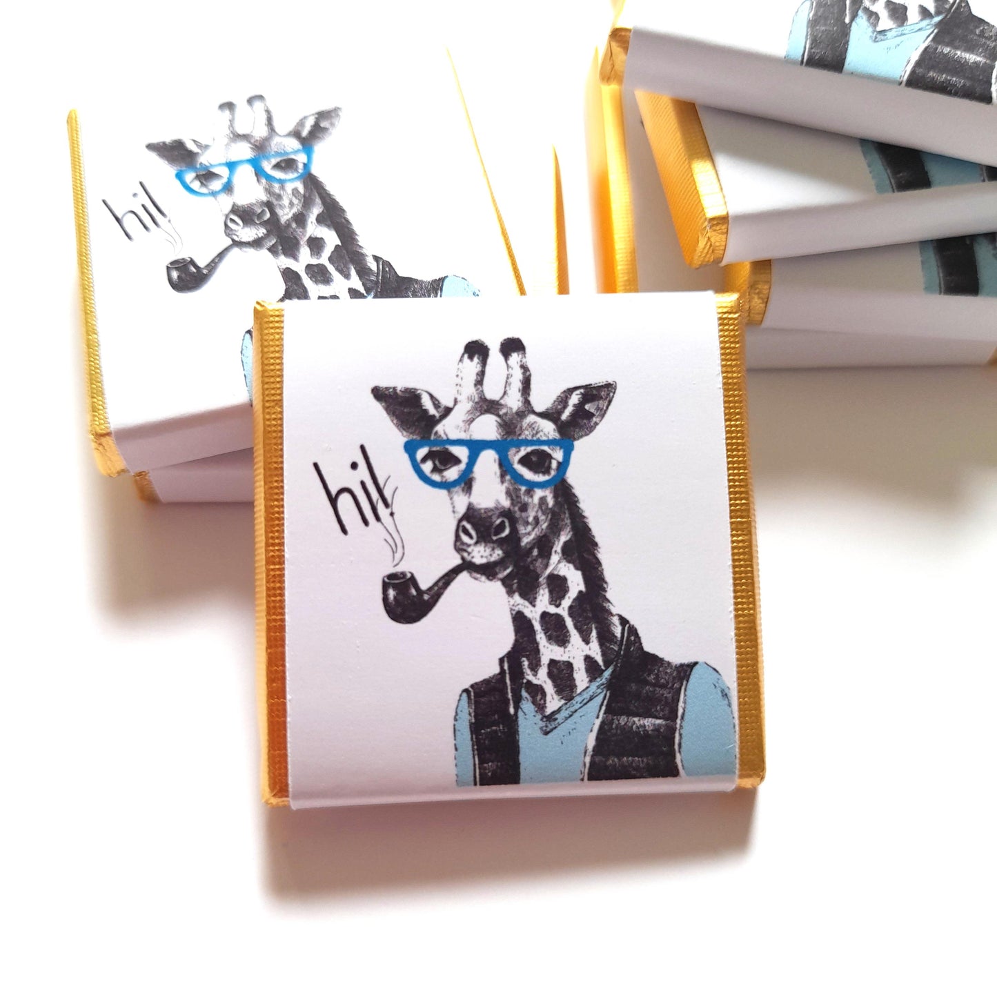 Personalized Urban Giraffe Chocolate Favours – Custom Birthday Party Favours (Pack of 25)
