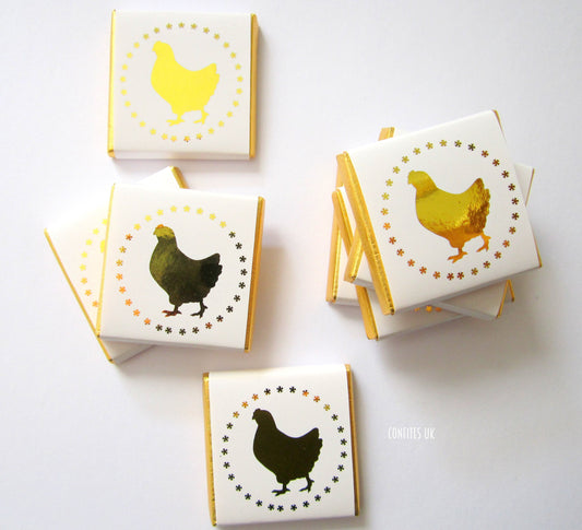 Personalized Hen Do Chocolate Favours – Golden Hen Guest Favours (Pack of 25)