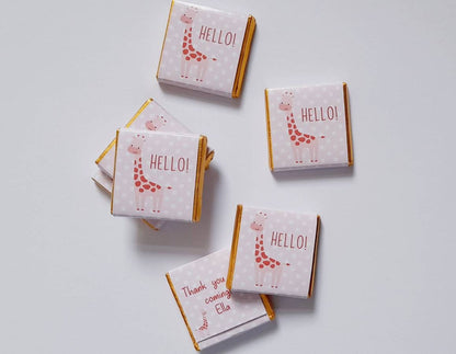 Personalized Pink Giraffe Chocolate Favours – Girl Baby Shower, 1st Birthday & Christening Party Favours (Pack of 25)