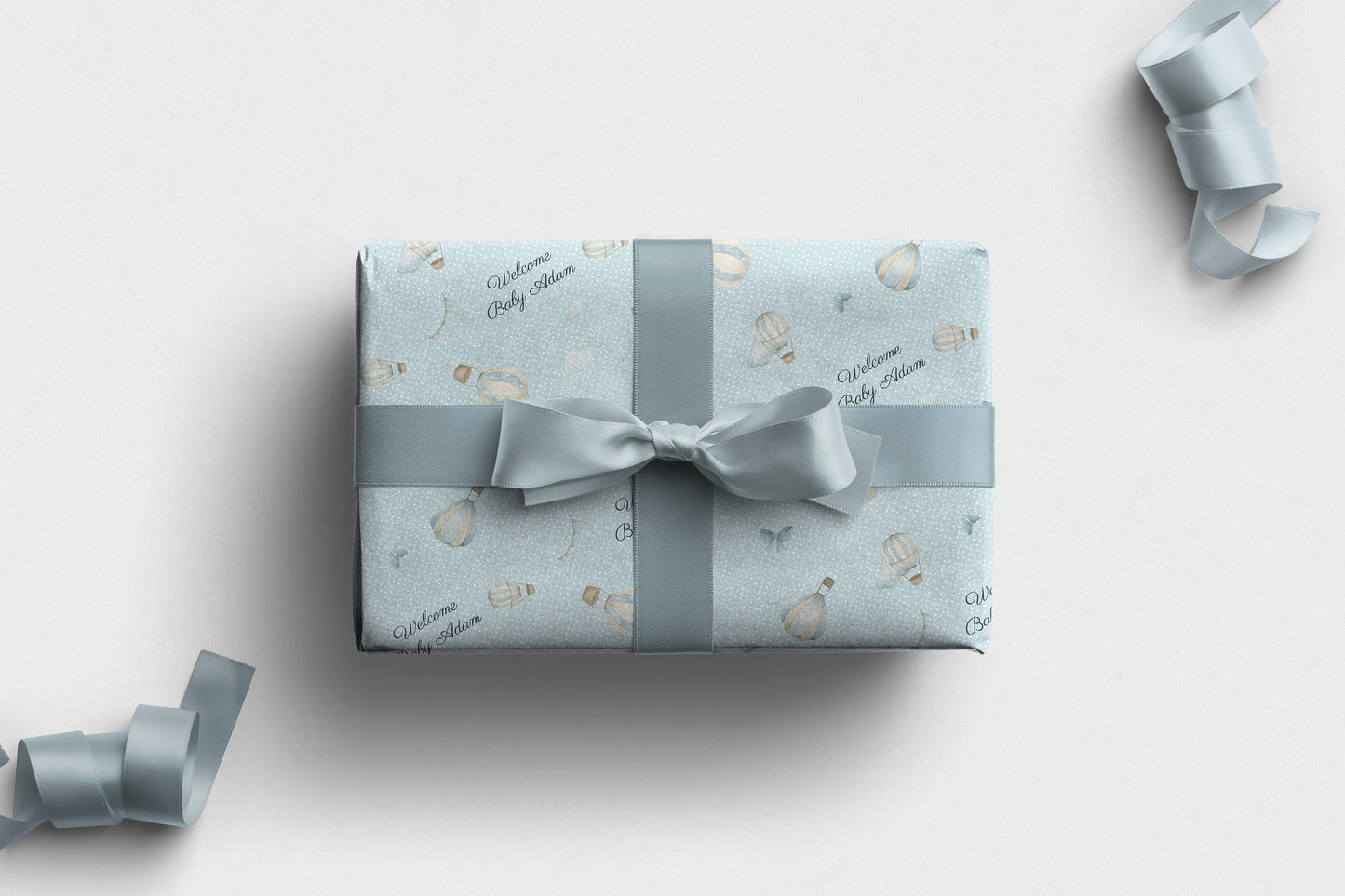 Personalised Baby Boy Wrapping Paper Hot Air Balloon