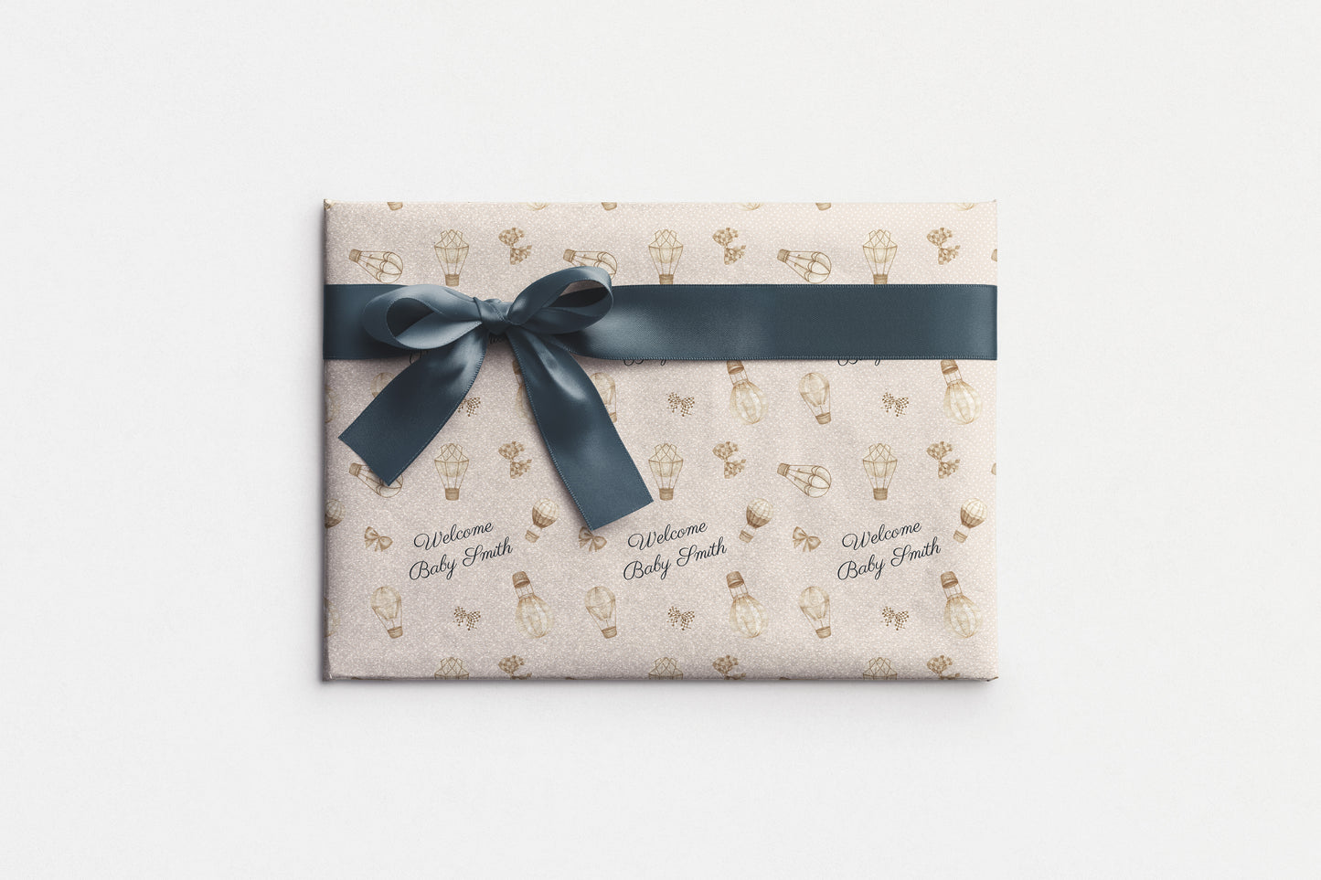 Personalised Neutral Baby Wrapping Paper Hot Air Balloon
