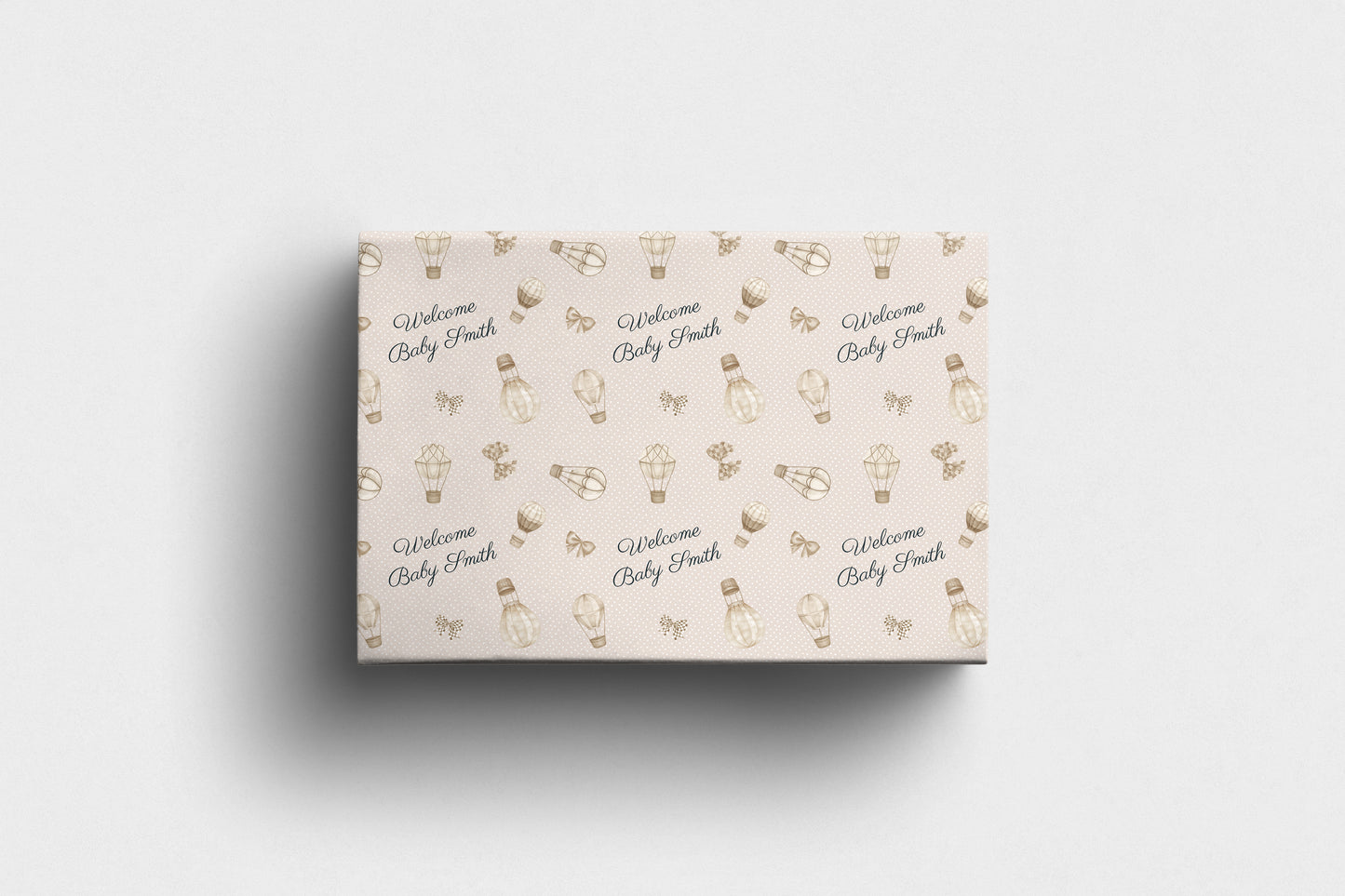 Personalised Neutral Baby Wrapping Paper Hot Air Balloon