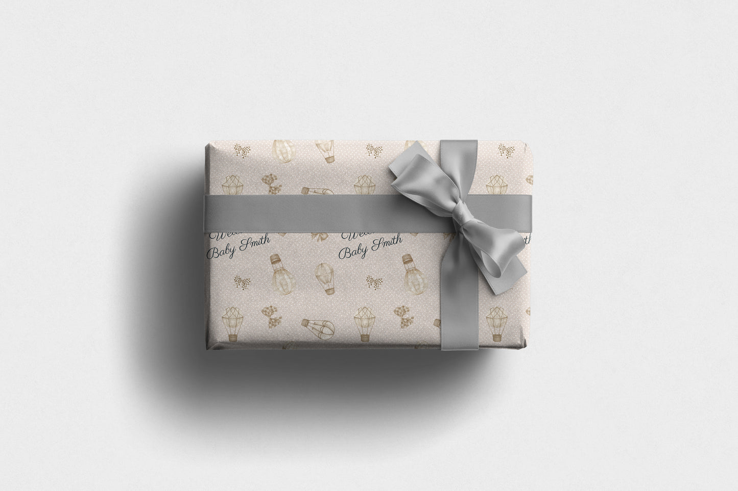 Personalised Neutral Baby Wrapping Paper Hot Air Balloon