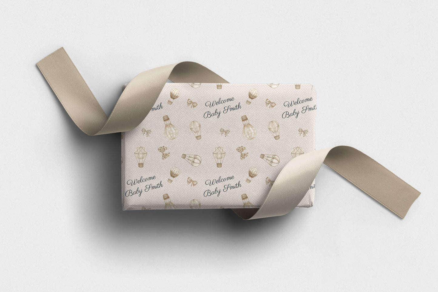Personalised Neutral Baby Wrapping Paper Hot Air Balloon