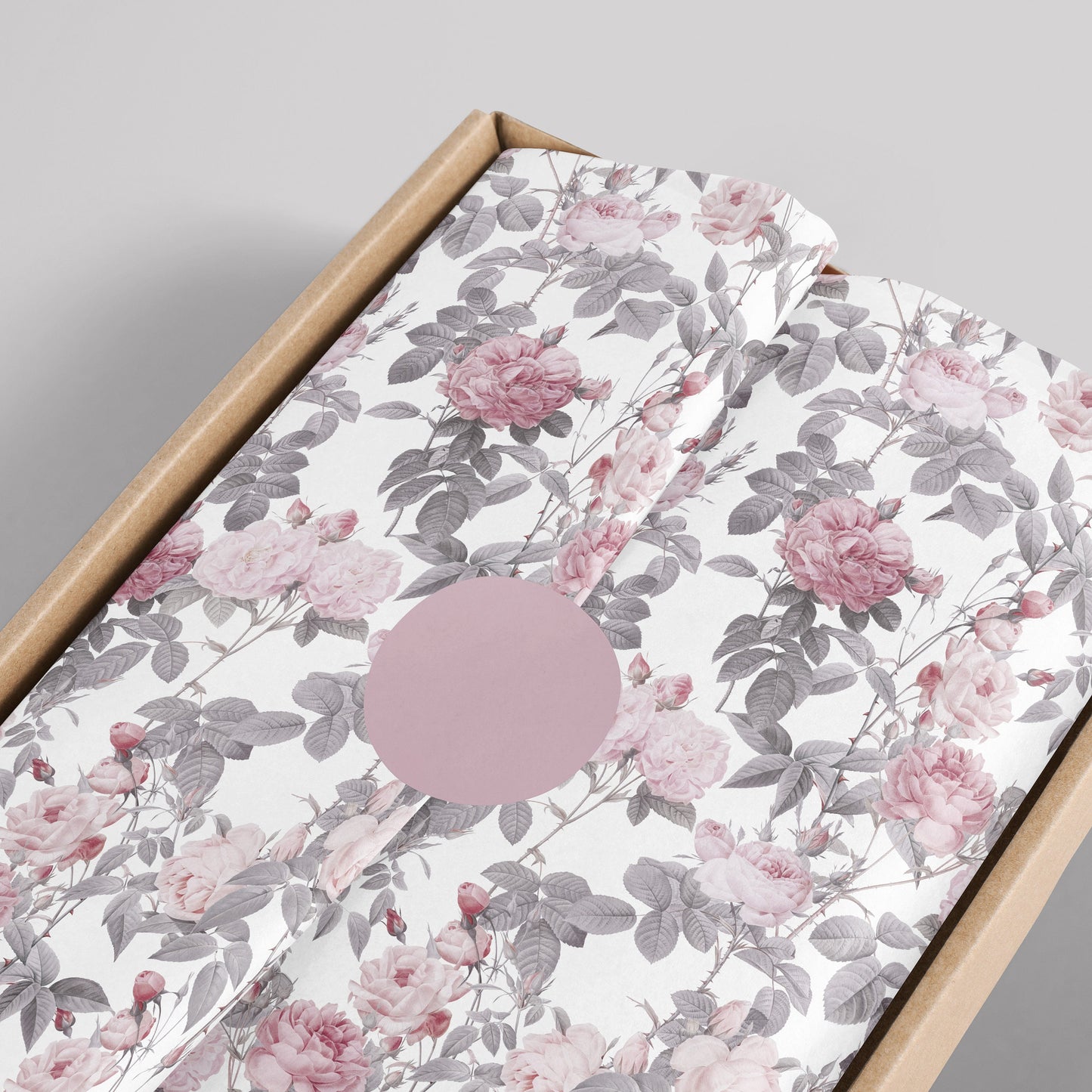 Dusty Pink Roses Gift Paper Sheet – Elegant Floral Gift Wrap, Large Size for Wrapping Presents and Special Occasions