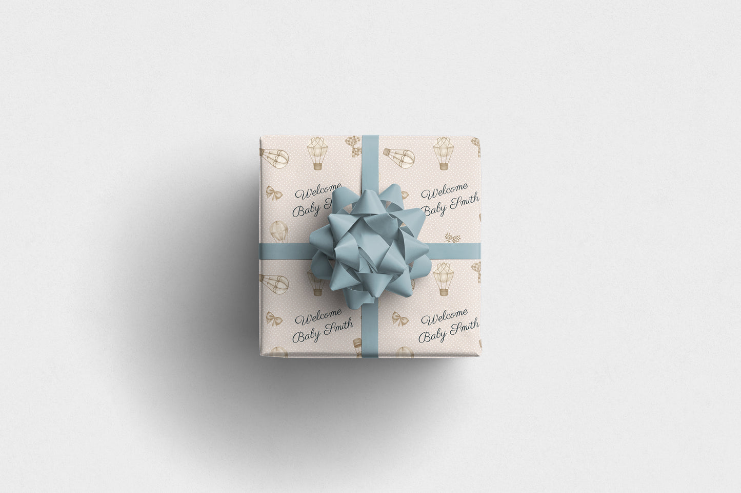 Personalised Neutral Baby Wrapping Paper Hot Air Balloon
