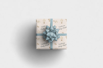 Personalised Neutral Baby Wrapping Paper Hot Air Balloon