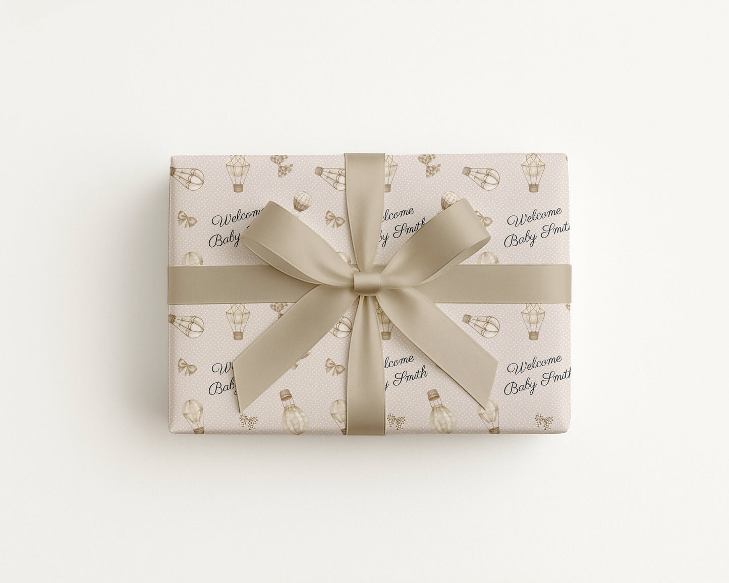 Personalised Neutral Baby Wrapping Paper Hot Air Balloon