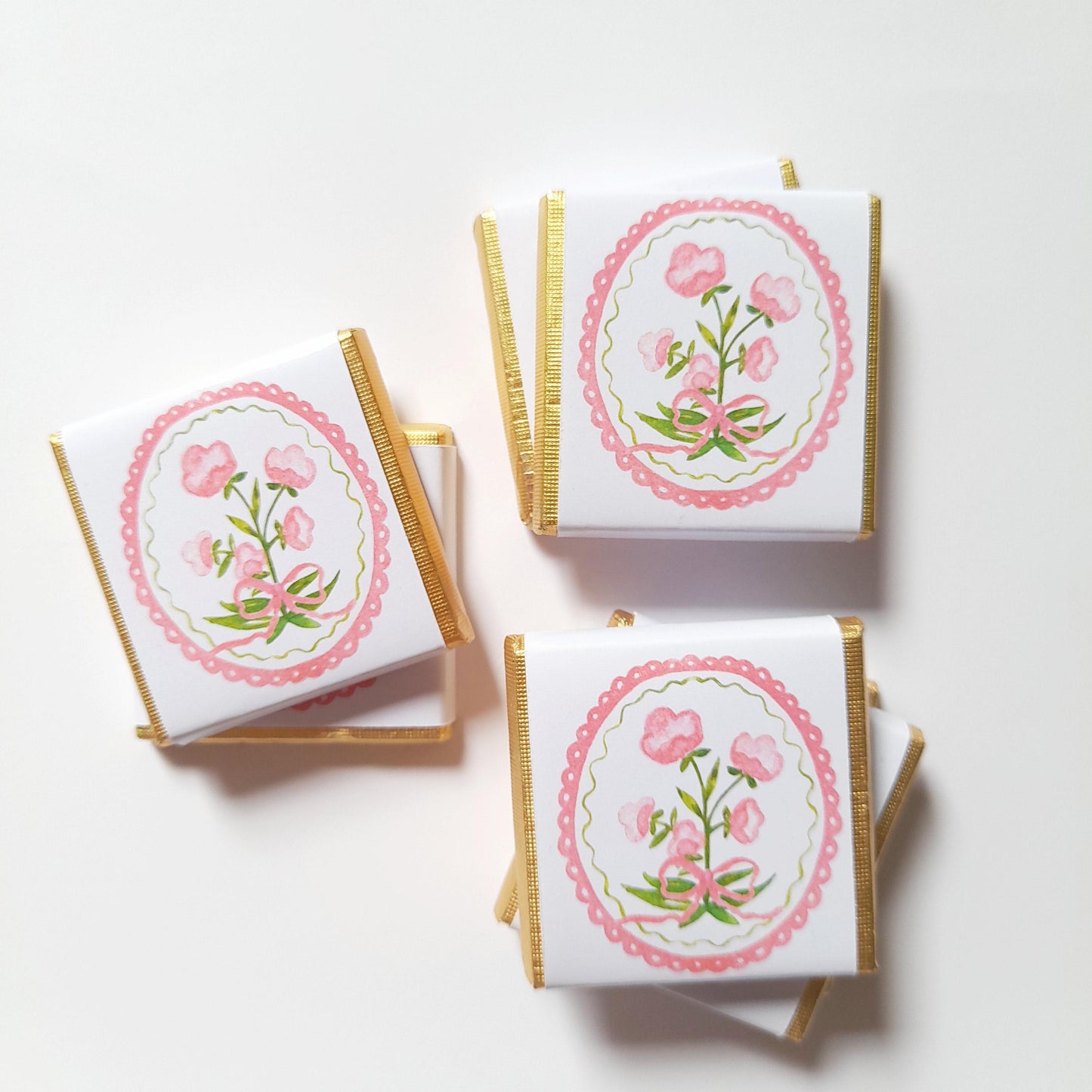 Little Pink Flower Thank You Chocolate Favours – Personalized Wedding & Birthday Treats (Pack of 25)