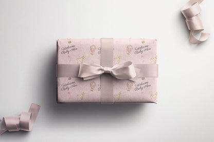 Personalised Baby Girl Wrapping Paper Hot Air Balloon