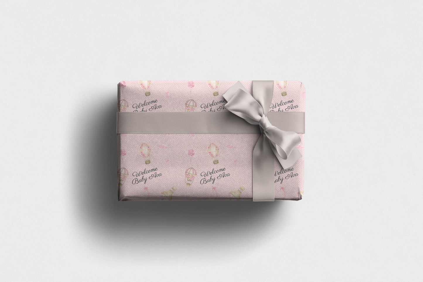 Personalised Baby Girl Wrapping Paper Hot Air Balloon