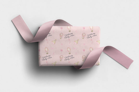 Personalised Baby Girl Wrapping Paper Hot Air Balloon