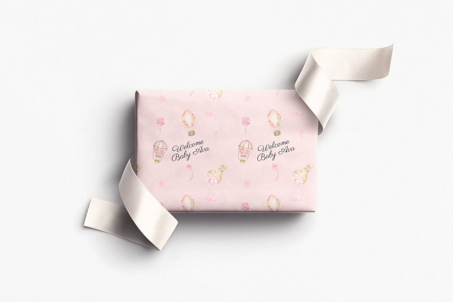 Personalised Baby Girl Wrapping Paper Hot Air Balloon