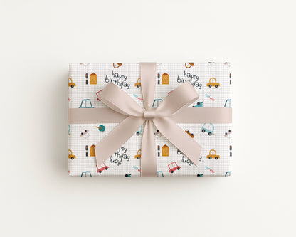 Personalised Kids Car Birthday Wrapping Paper