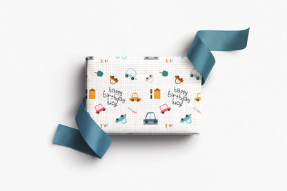 Personalised Kids Car Birthday Wrapping Paper