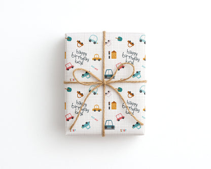 Personalised Kids Car Birthday Wrapping Paper