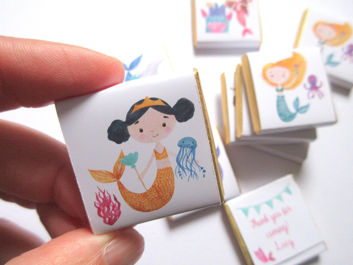 Mermaid Personalized Chocolate Favours – Under the Sea Birthday & Party Treats (Pack of 25)
