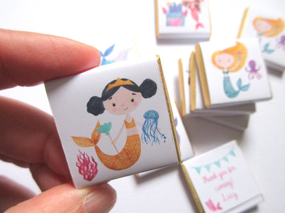 Mermaid Personalized Chocolate Favours – Under the Sea Birthday & Party Treats (Pack of 25)