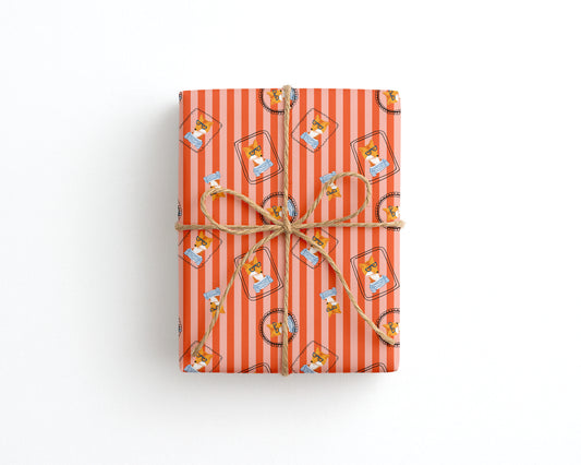 Fox Wrapping Paper Colourful Animal Gift Paper