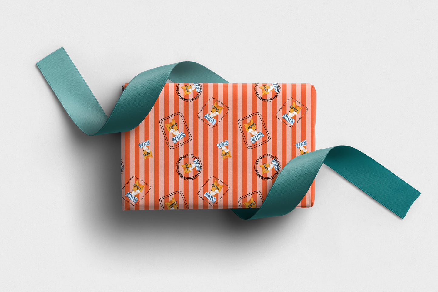 Fox Wrapping Paper Colourful Animal Gift Paper