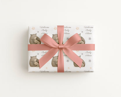 Personalised Bear Baby Wrapping Paper
