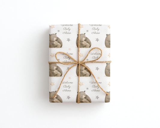 Personalised Bear Baby Wrapping Paper