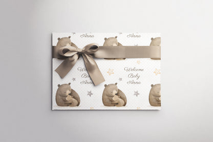 Personalised Bear Baby Wrapping Paper