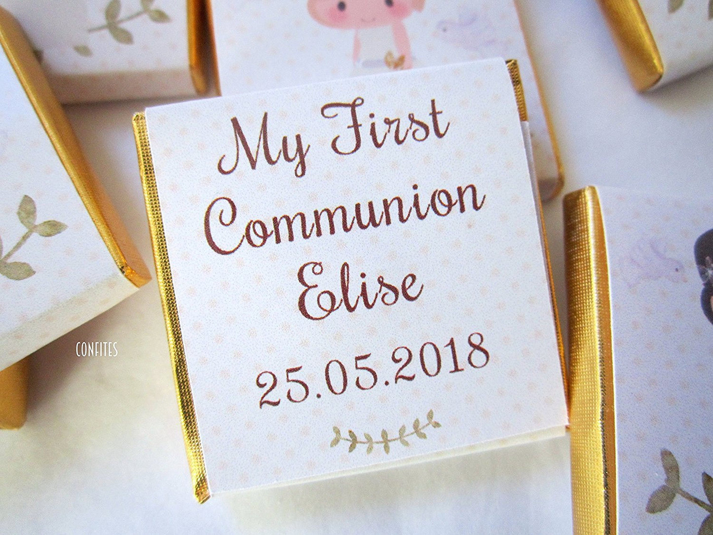 Personalized Little Girls First Communion Chocolate Favors – First Communion Guest Treats (25 pcs)