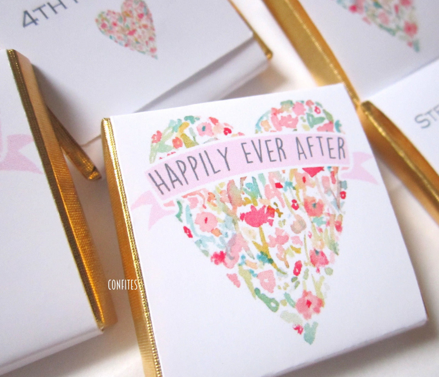 Personalized Floral Wedding Heart Chocolate Favours – Custom Guest Favours (Pack of 25)