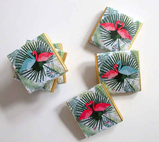 Personalized Wedding Tropical Flamingos Chocolate Favours – Custom Party Favours (Pack of 25)