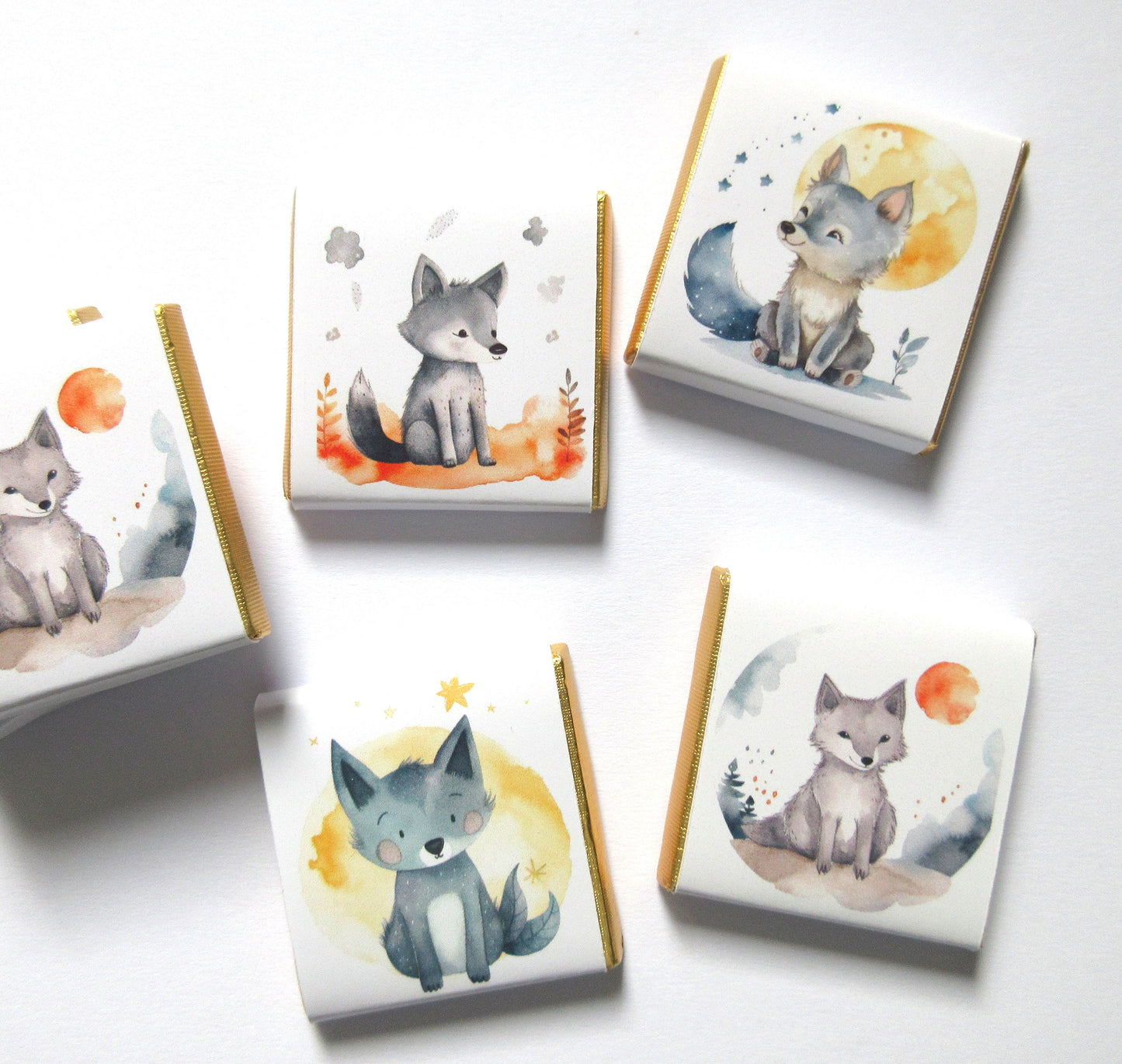 Personalized Little Baby Wolf Chocolate Favours – Boy Baby Shower & 1st Birthday Favours (Pack of 25)