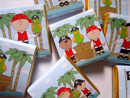 Personalized Pirates Party Chocolate Favours – Fun Guest Favours for Birthday Parties (Pack of 25)