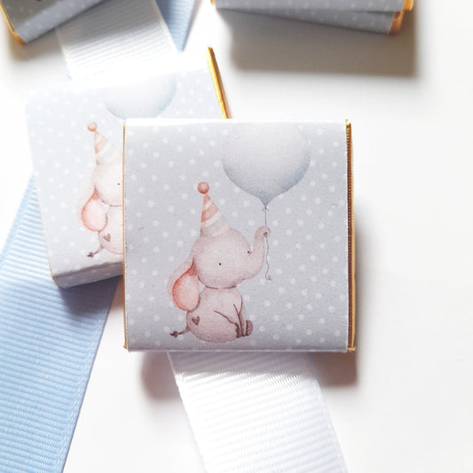 Personalized 1st Birthday Boy Little Elephant Chocolate Favours – Party Bag Fillers (Pack of 25)