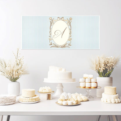 Personalised Pastel Blue Striped Monogram Banner – French Style Party Decoration