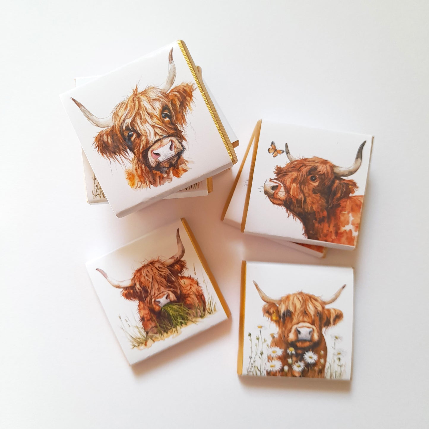 Highland Cows Personalised Chocolate Favours – Baby Shower, Birthday & Wedding Treats – Pack of 25