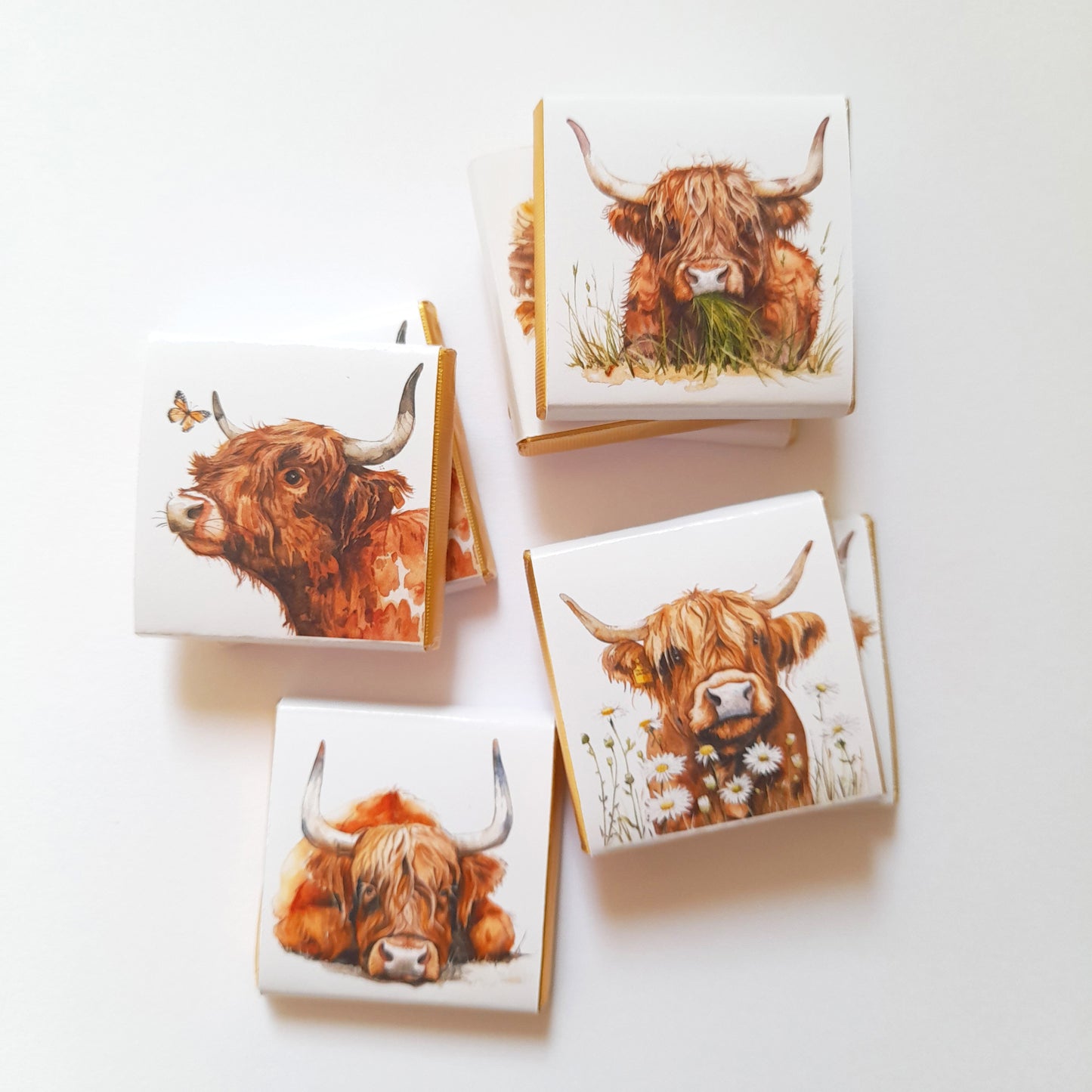 Highland Cows Personalised Chocolate Favours – Baby Shower, Birthday & Wedding Treats – Pack of 25